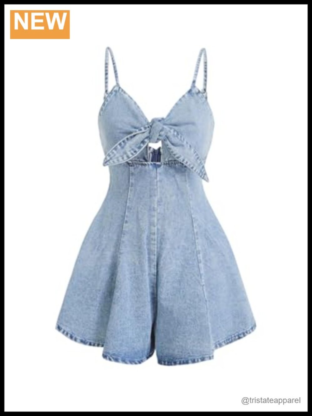 Women's Vintage Bowknot Denim Romper Spaghetti Strap Wide Leg